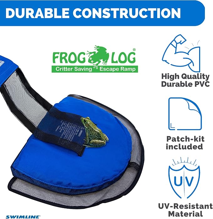 SWIMLINE HYDROTOOLS Frog Log - Small Animal Saving Escape Ramp for Pools & Spas - Heavy Duty Material Pool Critter Escape Ramp - Reduces Maintenance - Blue