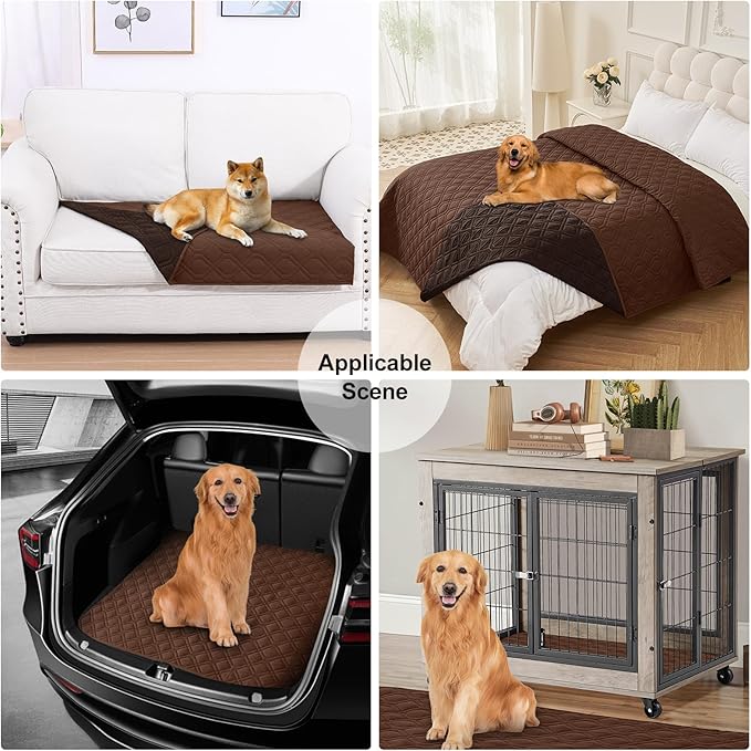 Smiry Reversible Waterproof Couch Covers for Sofa, Washable Dogs Pet Couch Covers for 3 Cushion Sofa Pet Friendly, Water Resistant Furniture Protector Slipcover, Geometric (82"x102", Brown/Chocolate)