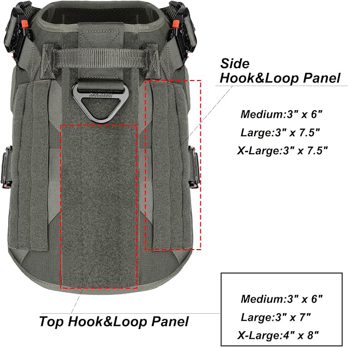 ICEFANG Tactical Dog Harness for Large Dogs,Full Metal Buckles Dog Vest | with MOLLE, Reflective,Adjustable,2 Leash Clips,Control Handle,No Pull,Soft Padded,Green,Large