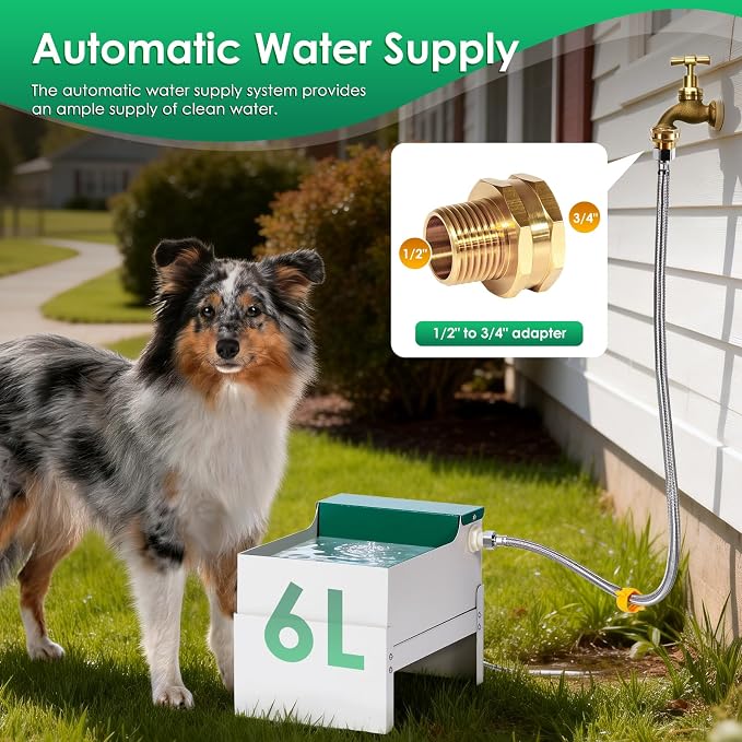Metal Automatic Dog Feeder&Water Dispenser for Large Dogs Outdoor | 2-in-1 Automatic Dog Feeder Large Breed and Outdoor Dog Water bowl Set for Large Dogs, Cats, and Other Pet