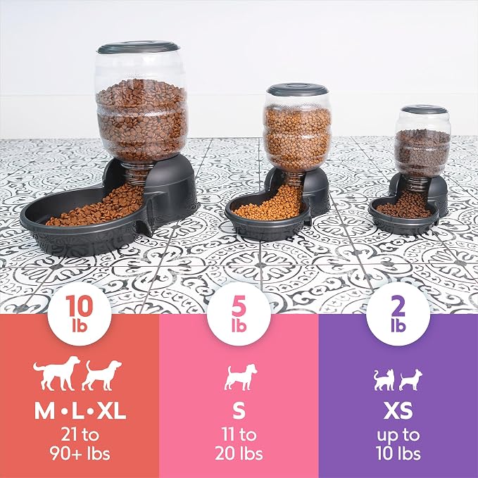 Petmate Replendish Gravity Automatic Dog Water Dispenser Pet Waterer and Pet Feeder Set with Microban Protection Base, 100% BPA Free, Wide Mouth Bowl - 2.5 Gallon Water, 10 lb Food