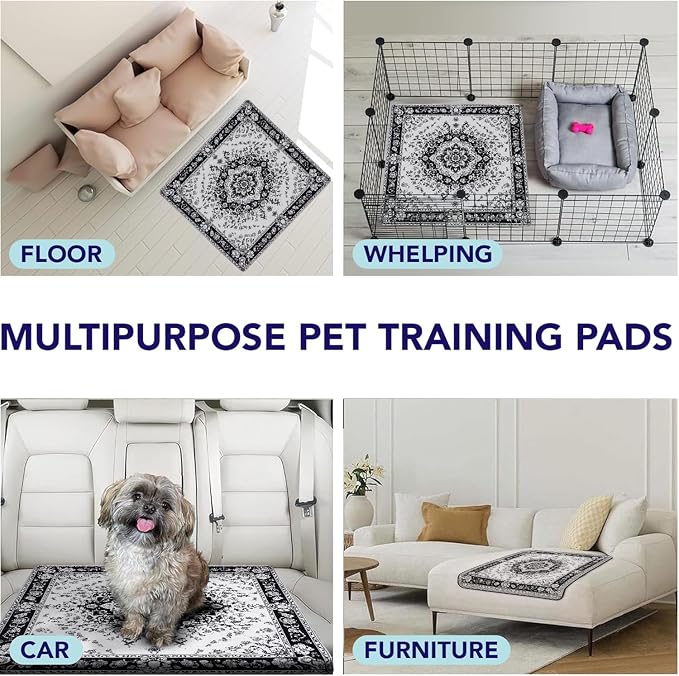 PUPIBOO Washable Pee Pads for Cats & Dogs - Super Absorbent Reusable Cat Litter Mat & Puppy Training Pads - 100% Waterproof, Leak-Proof & Non-Slip Whelping Pads for Pet Housebreaking