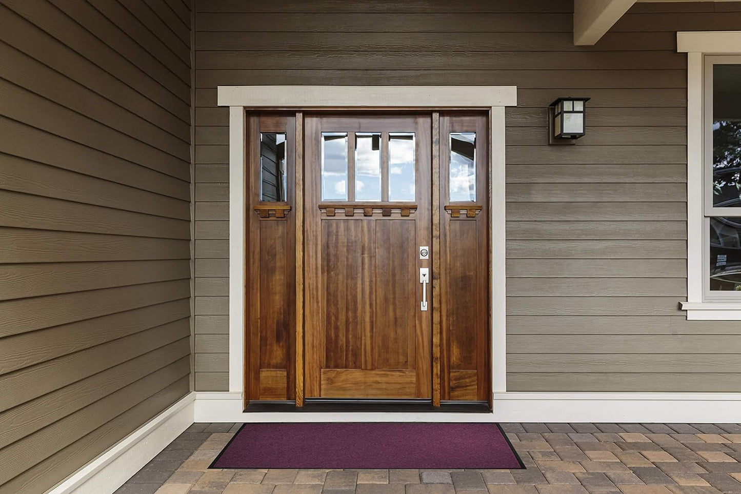 WaterHog Diamond | Commercial-Grade Entrance Mat with Rubber Border – Indoor/Outdoor, Quick Drying, Stain Resistant Door Mat (Medium Brown, 4' x 12')