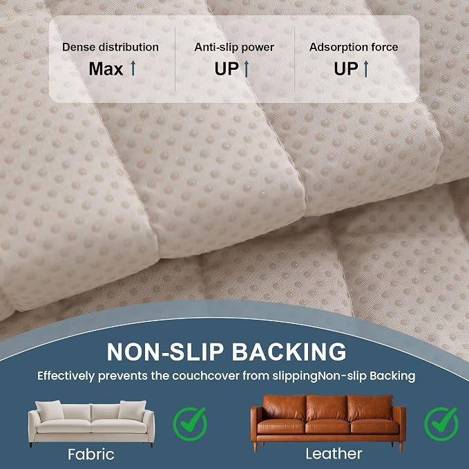 OTOB Sofa Covers for 3 Cushion Couch Washable, All Seasons Fuzzy Non Slip Kids & Pet Friendly Dog Bed Mats Couch Cover, Soft Plush Sofa Slipcovers Furniture Protector (Light Gray, 27.6" x 70.9'')