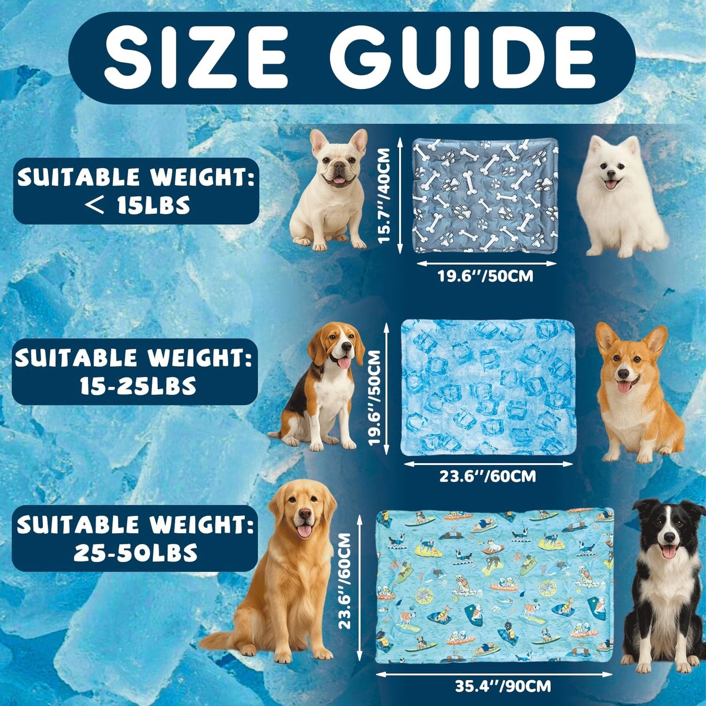 Cooling Pad for Dog,Instant Pet Cool Mat for Puppy,Comfortable Cool Pet Mat for Cat.Portable Dog Bed for Summer. Suitable for Outdoor Summer Crate Pad.Long Time Cooling.Bone(Size-M 15.7 * 19.7in)