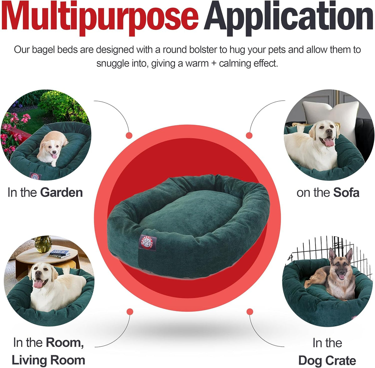 Majestic Pet Villa 24 Inch Shredded Memory Foam Dog Bed for Small Sized Dogs 24x19x7 Inch–Orthopedic Dog Bed - Durable Pet Bed - Washable Small Pet Bed with Head Support-Marine