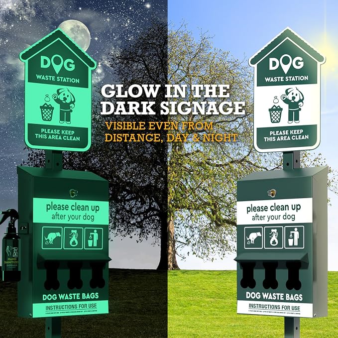 ALAGPRO® NEW 2026 Pet Waste Station Outdoor Dog Waste Station with Hand Sanitizer Bottle, Commercial Dog Poop Station with Free 600 Roll Waste Bags & 50 Can Liners for Backyard, Park & HOA's
