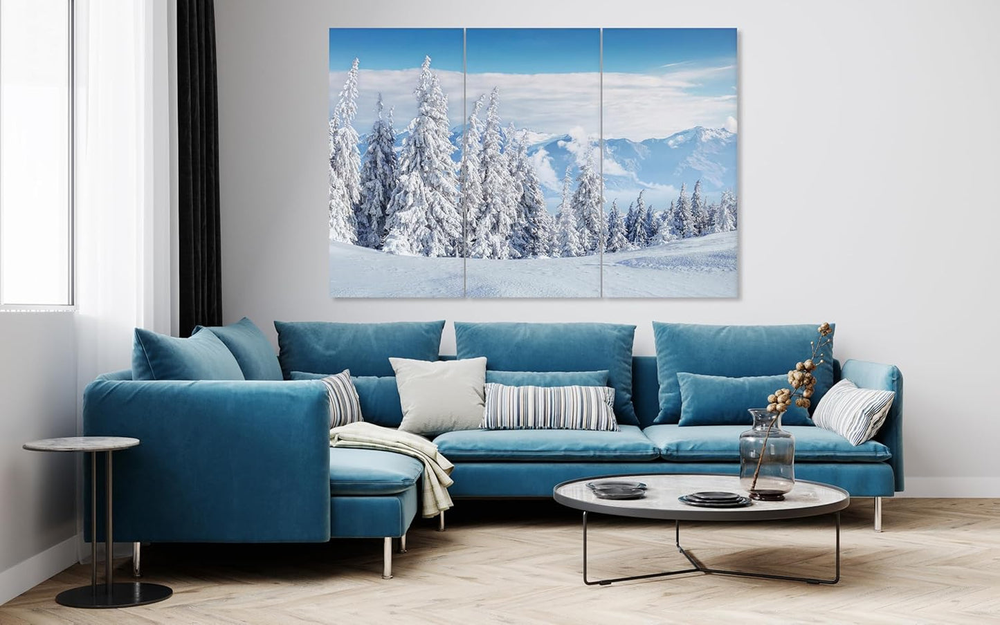 Nature Wall Art Prints - Ocean Forest Mountain Lake Canvas Landscapes - Small to Extra Large Living Room Bedroom Kitchen Bathroom Décor (Snow Covered Trees on Mountain, 47L" x 71W" - 3 panels)