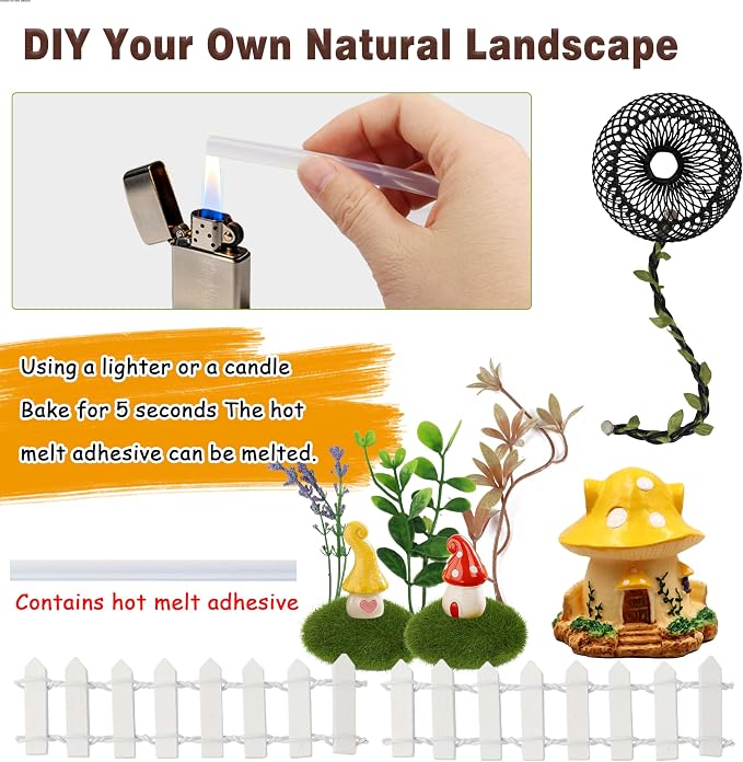 Acrylic Jumping Spider Enclosure Kit 16PCS with Decor | 16-pc mossy forest decor with mushrooms, stones, hideout, for mantis & tarantula