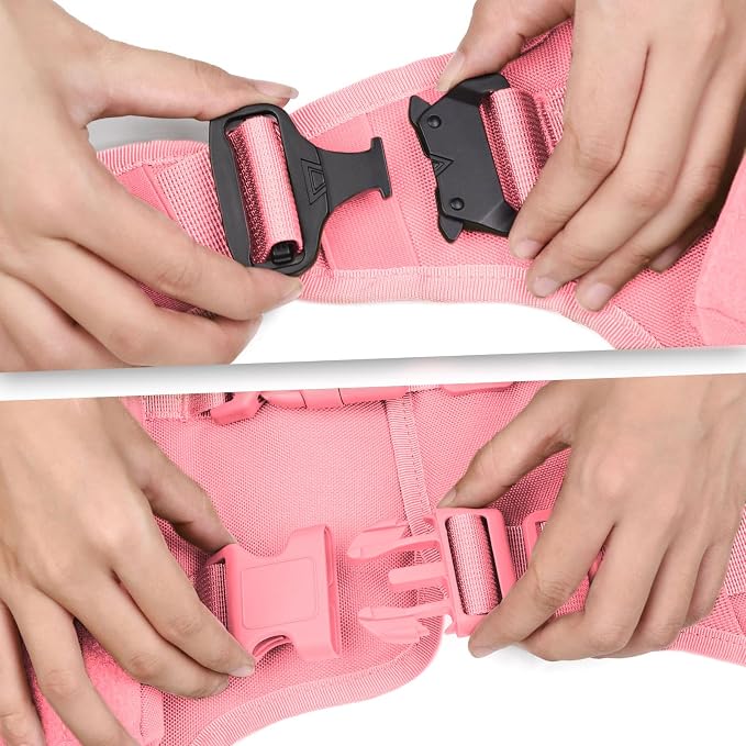 AIWAI Tactical Dog Harness with Handle for Large Dogs,2X Metal Buckle, Dog MOLLE Vest with Pockets,No Pull Adjustable Pet Harness, Easy Control Dog Vest Harness for Working Training (Pink, Large)