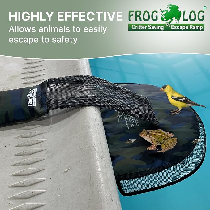 SWIMLINE HYDROTOOLS Frog Log - Small Animal Saving Escape Ramp for Pools & Spas - Heavy Duty Material Pool Critter Escape Ramp - Reduces Maintenance - Camo