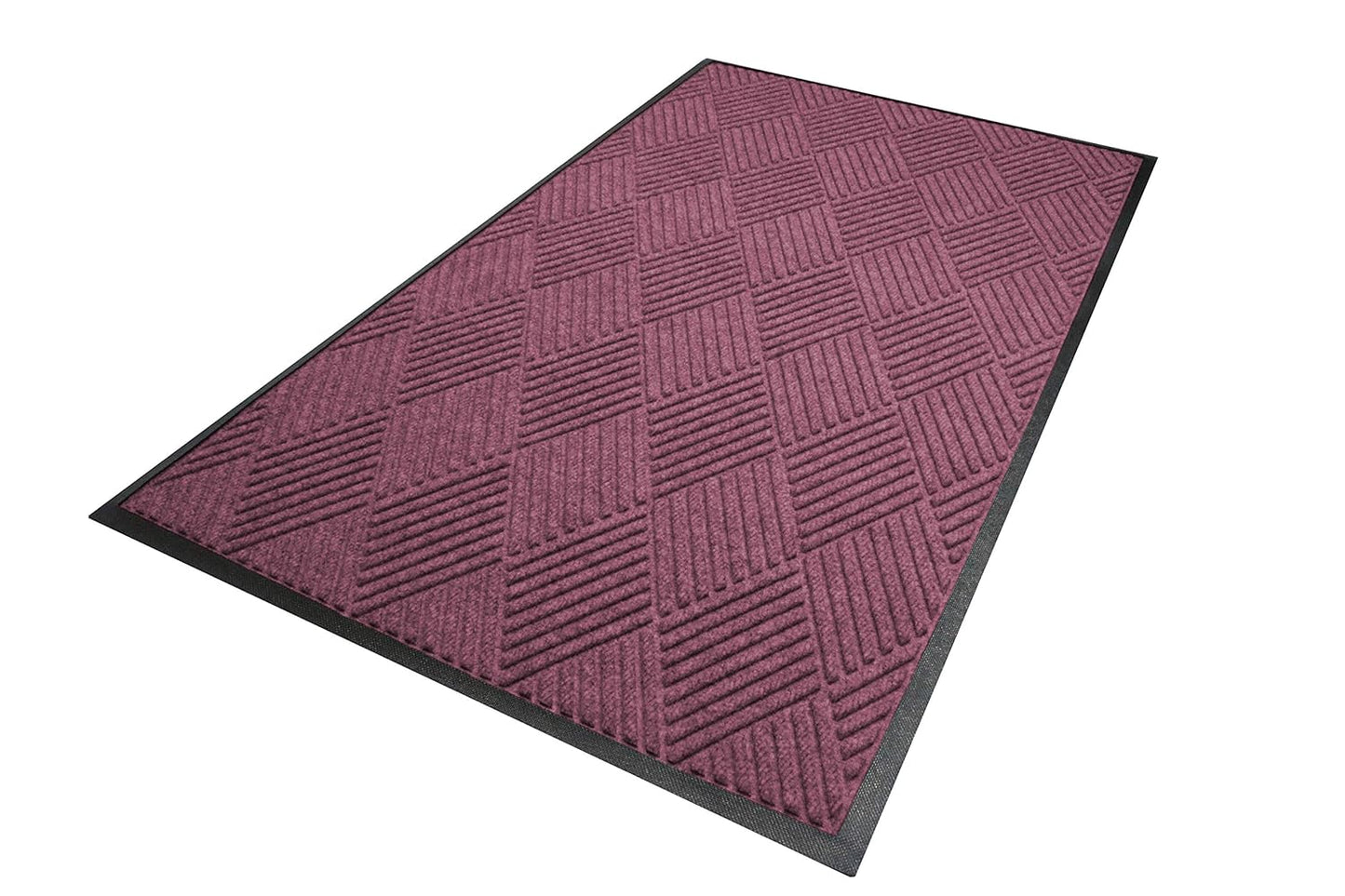 M+A Matting WaterHog Diamond | Commercial-Grade Entrance Mat with Rubber Border – Indoor/Outdoor, Quick Drying, Stain Resistant Door Mat (Bordeaux, 6' x 8')