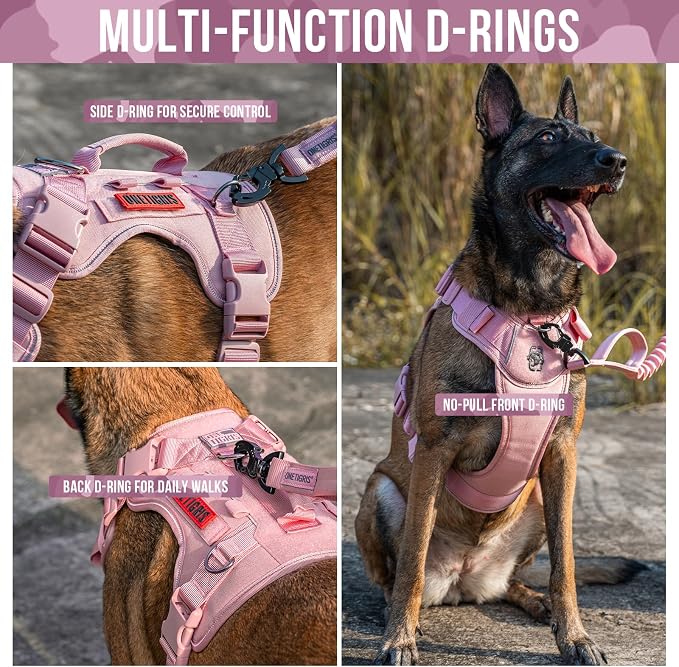 OneTigris No-Pull Tactical Dog Harness Reflective Vest for Medium Dogs | Military-grade 1000D Nylon Easy Control Vest – Adjustable Dog Harness with Hook & Loop Panels for Walking, Hiking, Training