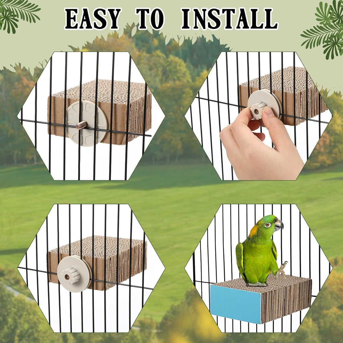 2 Pieces Bird Chew Toy Parrot Cage Perch Cardboard Platform Bird Paw Grinding Stand Parrot Cage Playground for Macaws, Small Parakeets, Conures, Budgies, Finches Conure Cockatiel (Small)