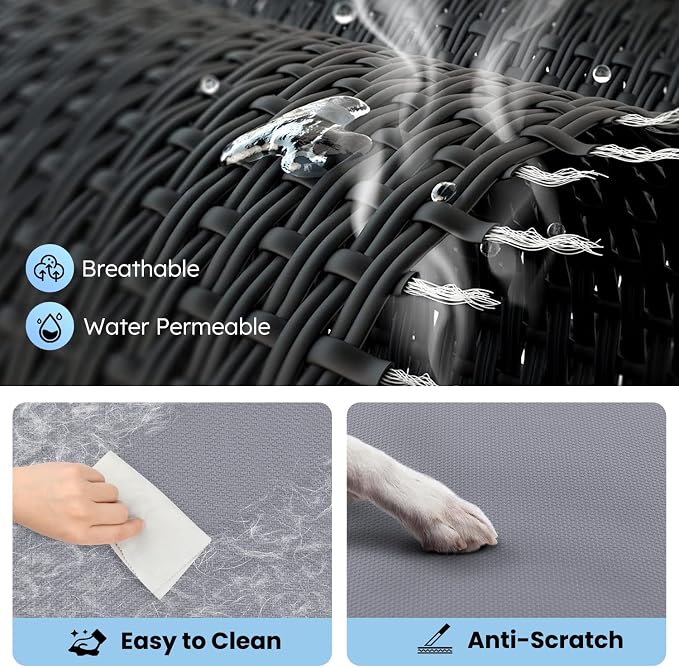 Elevated Dog Bed, Cooling Raised Pet Cot with Chew Proof Mesh Fabric and Steel Frame, Portable Dog Cot Bed with No-Slip Rubber Feet, 60 in