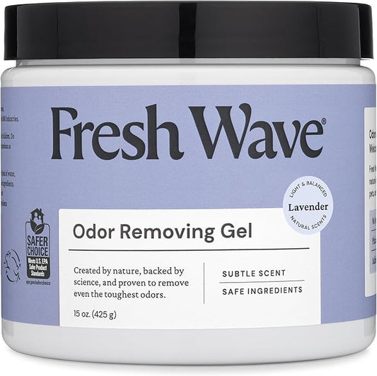 Fresh Wave Lavender Odor Removing Gel, 15 oz. | Odor Absorbers for Home | Safer Odor Relief | Natural Plant-Based Odor Eliminator | Every 15 oz. Lasts 30-60 Days | for Cooking, Trash & Pets
