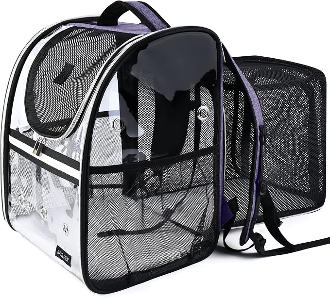 BAGLHER Expandable Pet Carrier Backpack，Pet Bubble Backpack for Small Cats Puppies Dogs Bunny, Airline-Approved Ventilate Transparent Capsule Backpack for Travel, Hiking and Outdoor Use. Purple