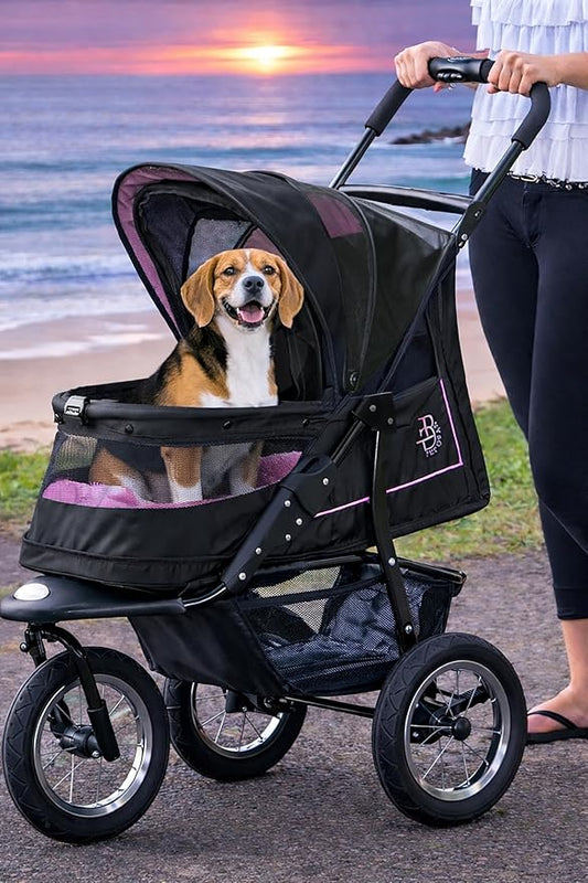 Pet Gear No-Zip NV Pet Stroller for Cats/Dogs, Zipperless Entry, Easy One-Hand Fold, Gel-Filled Tires, Plush Pad + Weather Cover Included, Orchid