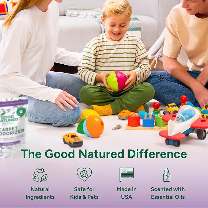Good Natured Brand | Carpet Deodorizer & Freshener Powder | 60 oz Pet Odor Eliminator for Strong Odor & Pet Urine | Fresh Natural Lavender | Safe for Homes with Pets