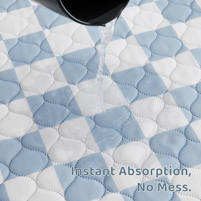 2 Pack Blue Checkered Washable Pee Pads for Dogs, Checkered Reusable Dog Pee Pads, for Puppy Playpen, Crate, Whelping Box, Potty Training, Cute Aesthetic Absorbency, Leak-Proof Non-Slip, Large