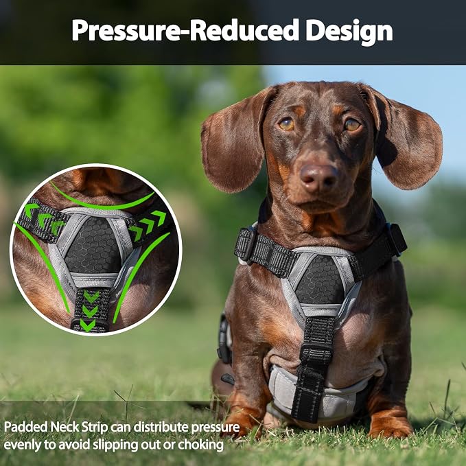 Escape Proof Dog Harness, Dachshund Harness, Reflective Dog Harness with Handle, Durable,Adjustable Vest for Small Medium Large Dogs Walking, Training, and Running Gear (Black,S)
