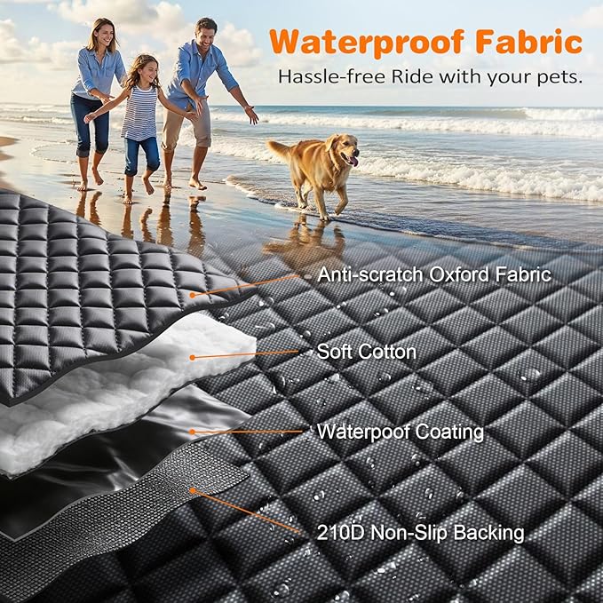 URPOWER 4 in 1 Dog Car Seat Cover for Back Seat, Waterproof Dog Hammock with Mesh Window and Side Flap Pet Car Seat Protector Dogs Backseat Cover for Full Size Trucks