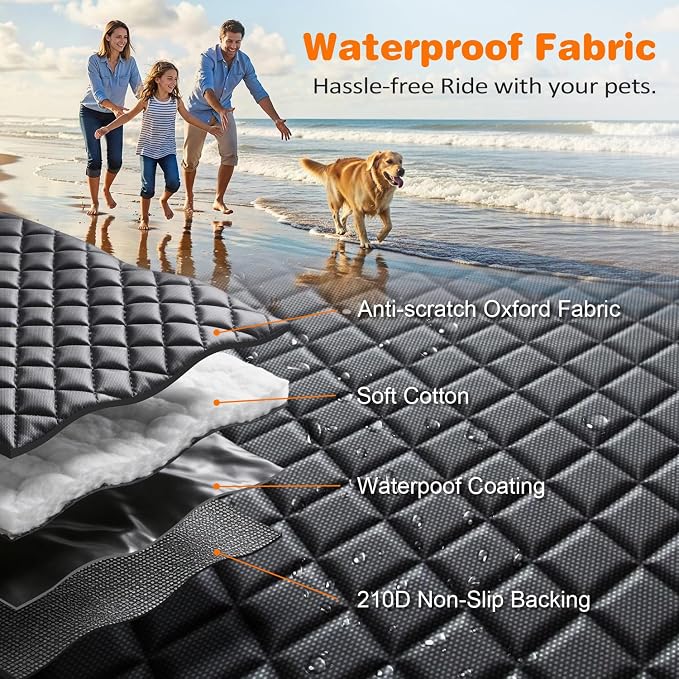 URPOWER 4 in 1 Dog Car Seat Cover for Back Seat, Waterproof Dog Hammock with Mesh Window and Side Flap Pet Car Seat Protector Dogs Backseat Cover for Cars, SUVs & Mid-Size Trucks
