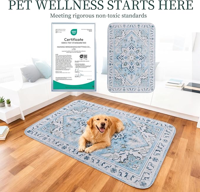 Homimp Washable Pee Pads for Dogs,2 Pack Reusable Puppy Pads Waterproof,Absorbent and Leakproof Dog Pee Pads,Non Slip Puppy Training Pads, Pet Mat for Floor, Crate, Couch, Whelping,Blue, 24"x36"