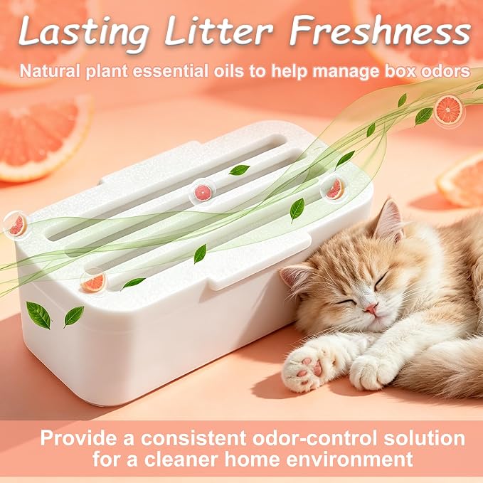 NewKe Grapefruit Deodorizer for PetSafe ScoopFree SmartSpin Cat Litter Box | Plant-based deodorizer refills for HHOLOVE Self-Cleaning Cat Litter Box. 6PCS last 6 months. Natural oils keep litter fresh