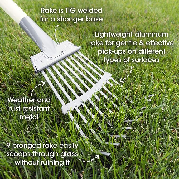 Wood Handle Pooper Scooper Durable Solid Metal Poop Tray with Rake 36.75" Long Handled Scoop | Great for Large or Small Dogs | No Assembly Required | Better for The Environment Than Plastic