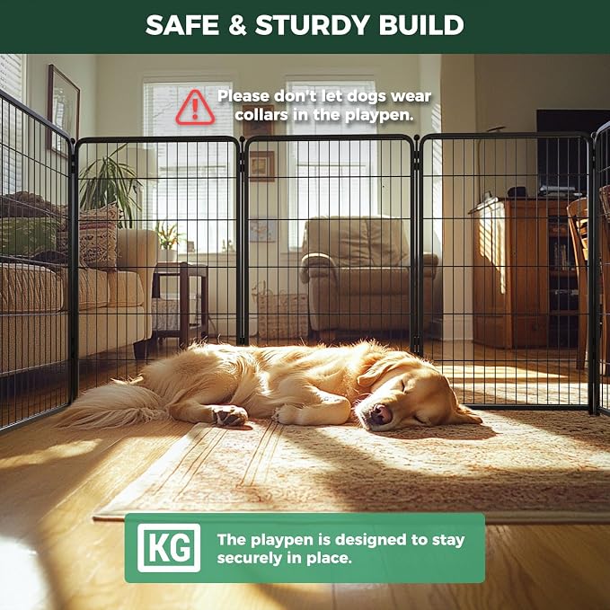 FXW Homeplus Indoor Dog Playpen with Divider Connectors, 45" H, 12 Panels | Calm Indoor Play Area, Two-Zone Layout, For Large Dogs, Patented