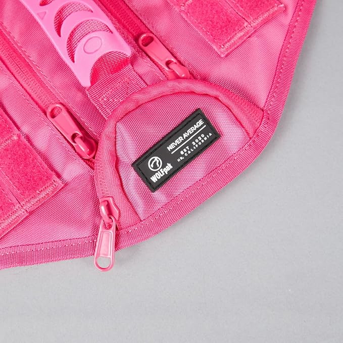 WOLFpak Tactical Dog Vest Harness No Pull Breathable (Neon Pink, Large) | Dual Grab Handles, 1000D Nylon, Four-Point Adjustment, MOLLE Attachment Panels, Three Storage Pockets, Metal Alloy Buckles
