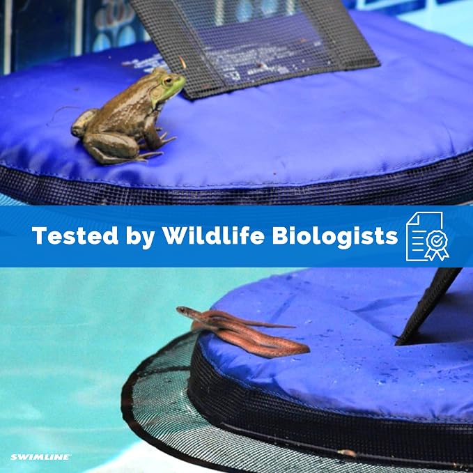 SWIMLINE HYDROTOOLS Frog Log - Small Animal Saving Escape Ramp for Pools & Spas - Heavy Duty Material Pool Critter Escape Ramp - Reduces Maintenance - Blue