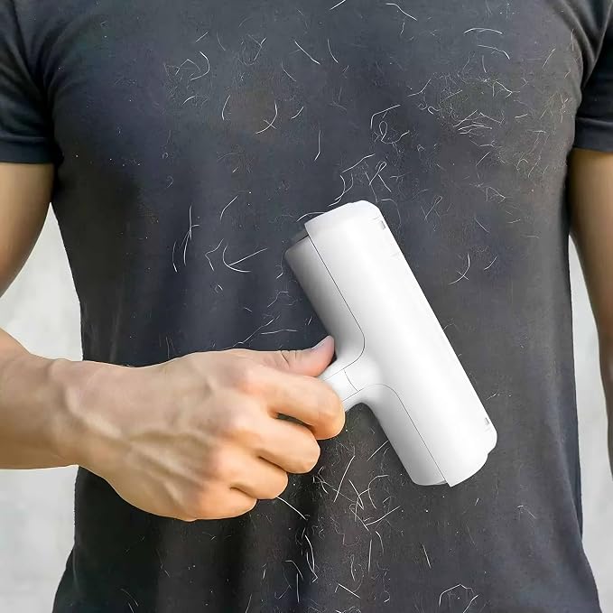 Reusable Pet Hair Remover Roller – Dog & Cat Fur Lint Cleaner for Sofa, Carpet, Bed & Car Seats – No Adhesive Required (White/Grey)