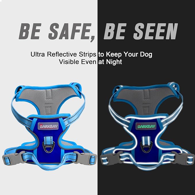 BARKBAY Dog Harness No Pull for Small Sized Dog Front Back Clips,Dog Vest | Soft Padded No Choke With Handle,Easy On&Off,Adjustable Reflective For Walking Training Running(Sapphire Blue & BlueXS)