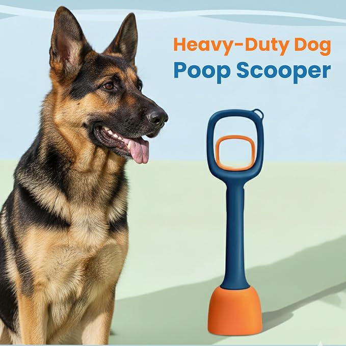 Dog Poop Scooper - Scooper for Small Medium Large Dogs - Indoor and Outdoor Cleaning Tool & Pooper Scooper with Short Handle (Blue)