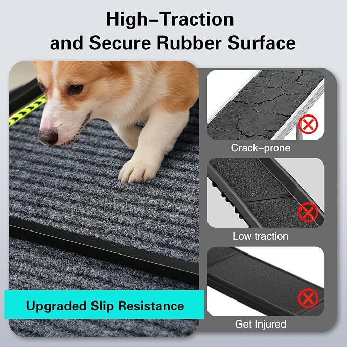 CypherX 79" Dog Ramp for Car SUV, Portable Folding Pet Ramp for Large Dogs | Gentle Incline Dog Car Ramp, Non-Slip Carpet Surface, Quad-Fold Ultra Portable Pet Stairs, Sturdy Aluminum Supports 250lbs
