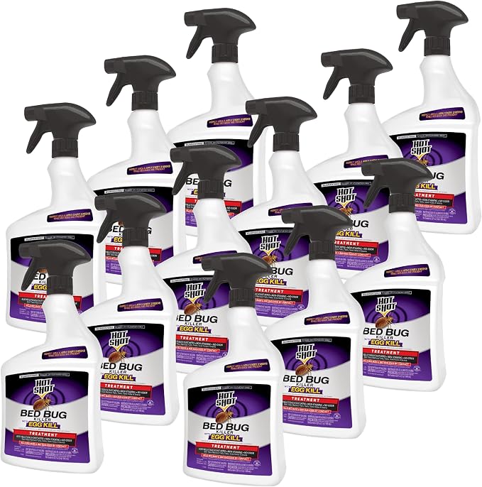 Hot Shot Bed Bug Killer With Egg Kill, Ready-To-Use, 32 Ounces, Treatment For Bed Bugs, Pack of 12