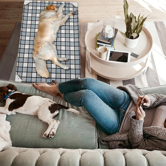 Caghash Elevated Outdoor Raised Dog Bed, Lifted Dog Cot for Large Pet | Breathable Fabric Dog bed for Indoor & Outdoor, Stainless Steel, Anti-Slip Pet Bed