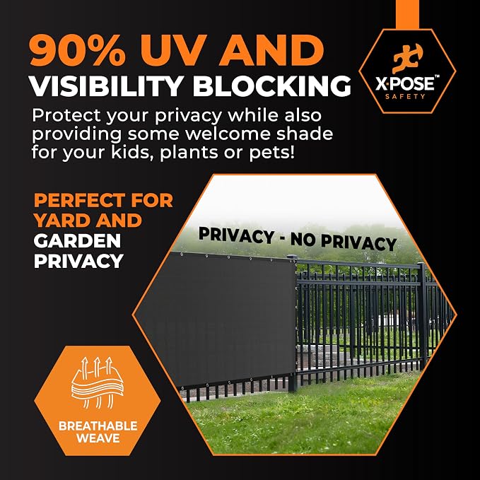 Xpose Safety Privacy Fence Screen 6’ x 50’ (2 Pack) – Heavy Duty Black Mesh with 90% Visibility Block, UV Protection – Includes Cable Ties – for Garden, Yard, Nursery, Kennel, Dog Run, Greenhouse