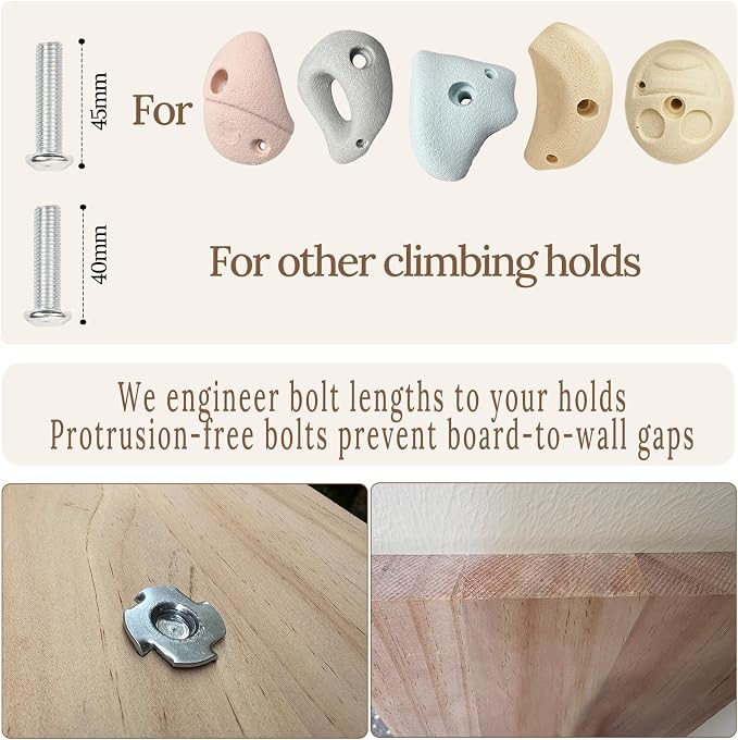 Premium Resin Rock Climbing Holds for All Ages, Large Training Rock Climbing Wall Grips Indoor/Outdoor, Rock-Like Texture Climbing Wall with Mounting Hardware