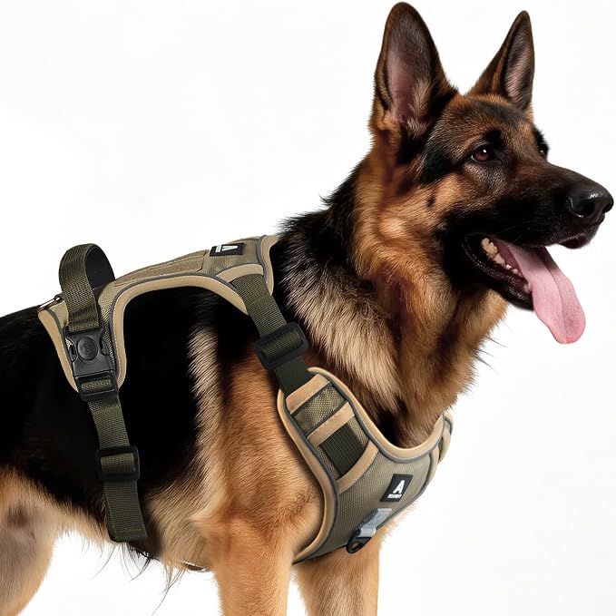 Twoear No Pull Dog Harness for Large Dog, Lightweight Tactical Dog Harness | Top Handle, Reflective, Breathable, Easy Buckles, Dual Clips, Easy to Put on & Take Off, Dog Vest for Walking Hiking Training