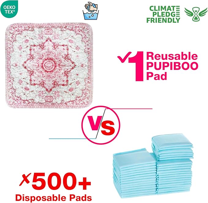 PUPIBOO Washable Pee Pads for Dogs and Cats - Super Absorbent Reusable Puppy Training Pads - 100% Waterproof, Leak-Proof & Non-Slip Whelping Pads for Pet Housebreaking