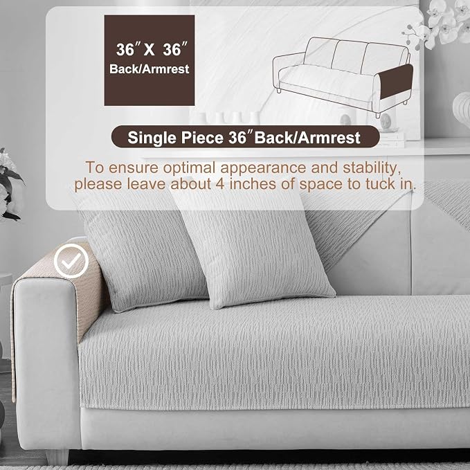 Soft Waterproof Chenille Cover Washable, Non Slip Sectional Sofa Covers for 3 Cushion Couch Sofa L Sharped Sofa Slipcover for Pets, Furniture Protector (1 PCS 36"x36" Coffee)