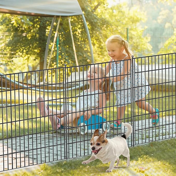 Toolterritary 10 Panels No Dig Garden Fence, 32 in(H) X24.2 ft(L) Metal Fence Panels, Thickened Rustproof Garden Fencing, Animal Barrier Fence for Dogs, Rabbits, and Patio