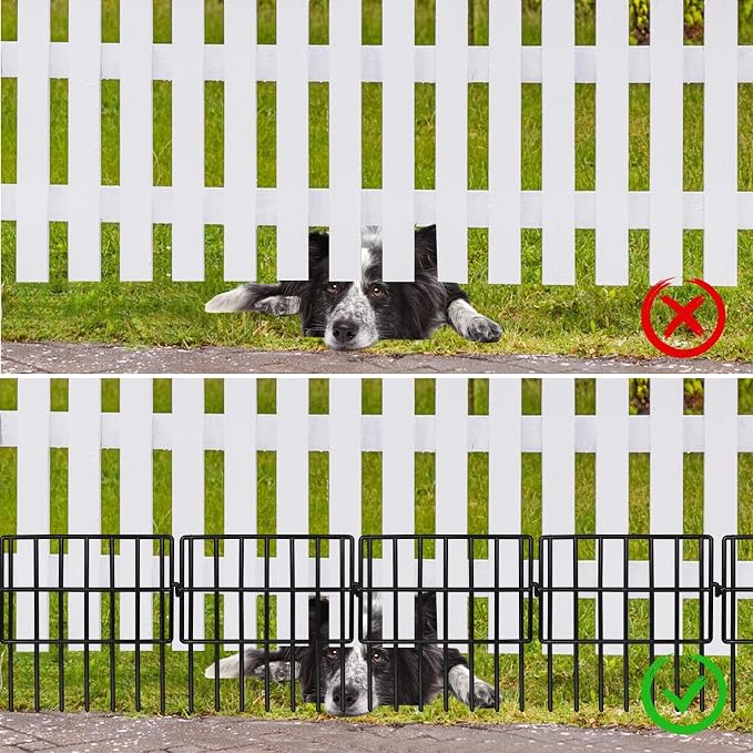 54 Panels Garden Fence Animal Barrier, 13inch(H) Total Length 54ft(L) No Dig Fencing for Dog Rabbits, 1.5" Gap No Digging Fence Panels, Rustproof Metal Fence Border for Yard