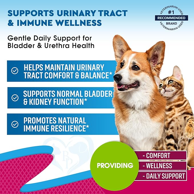 Cat & Dog Urinary Tract Infection Treatment & Natural UTI Medicine Cranberry & D-Mannose -Kidney+Bladder Support - Best Incontinence, Bladder Stones - Pet Renal Health & Care Drops