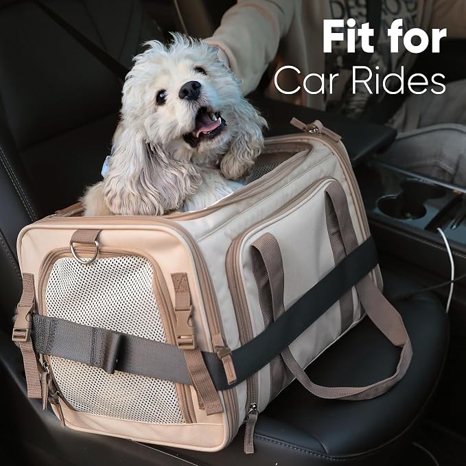 FUKUMARU Expandable Pet Carrier for Cat, 18x11x11 Large Cat Carrier Soft, Collapsible Airline Approved Dog Carrier, Ventilate Cat Travel Carrier with Durable Mesh, Escape-Proof Small Dog Carrier, Pink