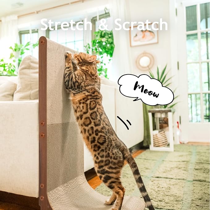 Necoichi Cardboard Cat Scratcher Wall for Indoor Cats - Cat Scratching Board, Cat Scratch Pad Lounger with Reversible Usability and Extra Comfort for Lounge, Curved (Dark Cherry, Large)
