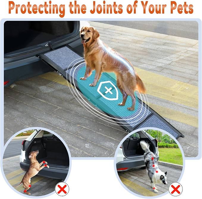 71" Long Dog Ramp for Car, Foldable Pet Dog Ramps for Large Dogs for Truck | Foldable 17" Wide Portable Dogs Ramp for Truck, Non-Slip Ramp for Dogs to Get in Car, Pet Ramp for Large Dogs Up to 150LBS